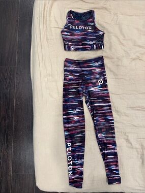 Peloton Pink Blue Purple Striped Performance Set